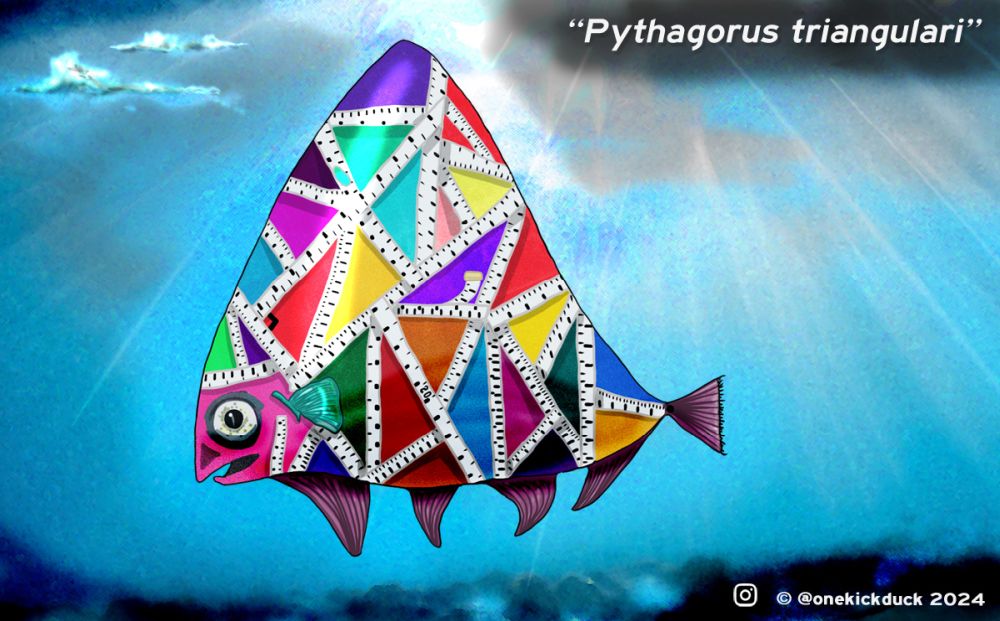 Spot the difference puzzle of a fish inspired by geometry shapes