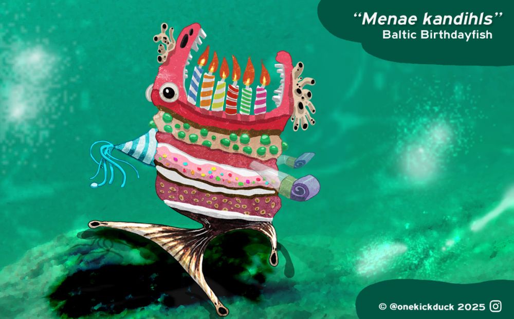 Spot the difference puzzle of a fish shaped like a birthday cake with candles
