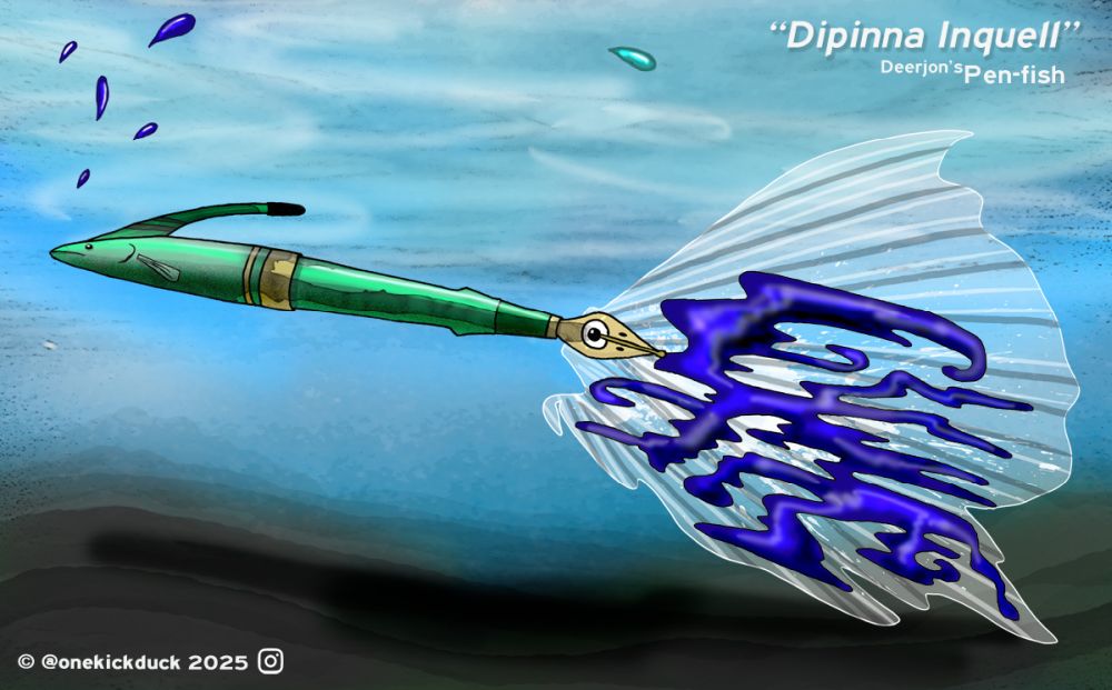 Spot the difference puzzle of a fish inspired by a fountain pen