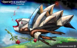 Spot the difference puzzle of a fish inspired by the Sydney Opera House
