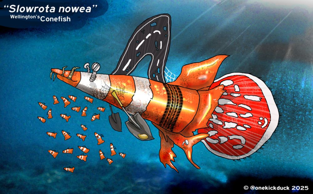 Spot the difference puzzle of a fish shaped like a traffic cone