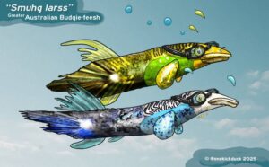 Spot the difference puzzle of fish inspired by budgie birds