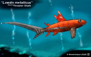Spot the difference puzzle of a fish inspired by a thresher shark