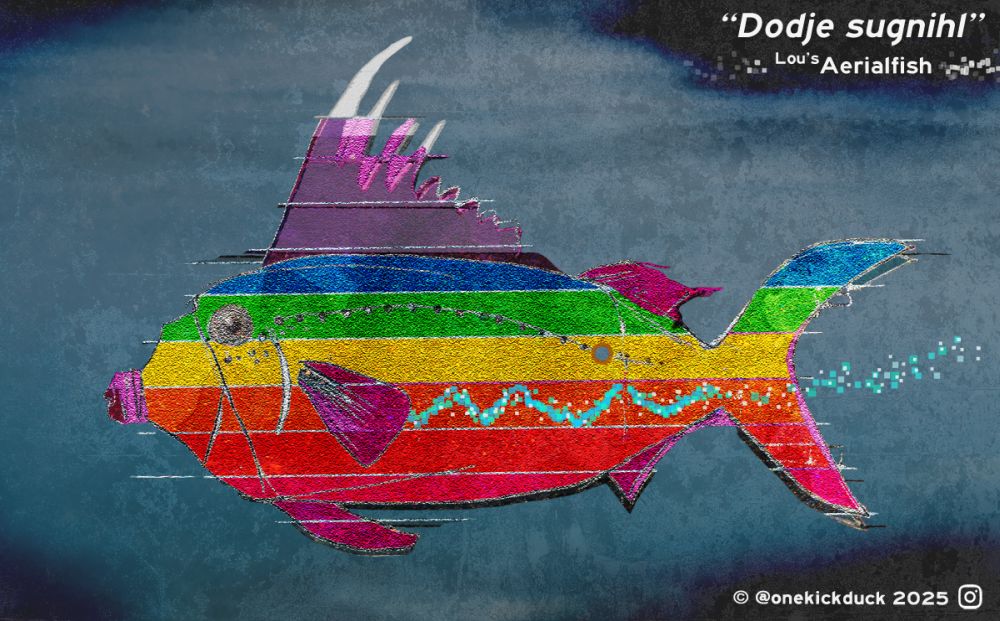Spot the difference puzzle of a fish inspired by an old TV test pattern