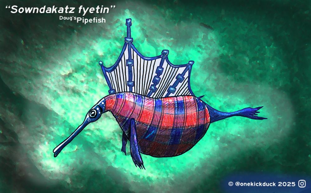 Spot the difference puzzle of a fish inspired by bagpipes