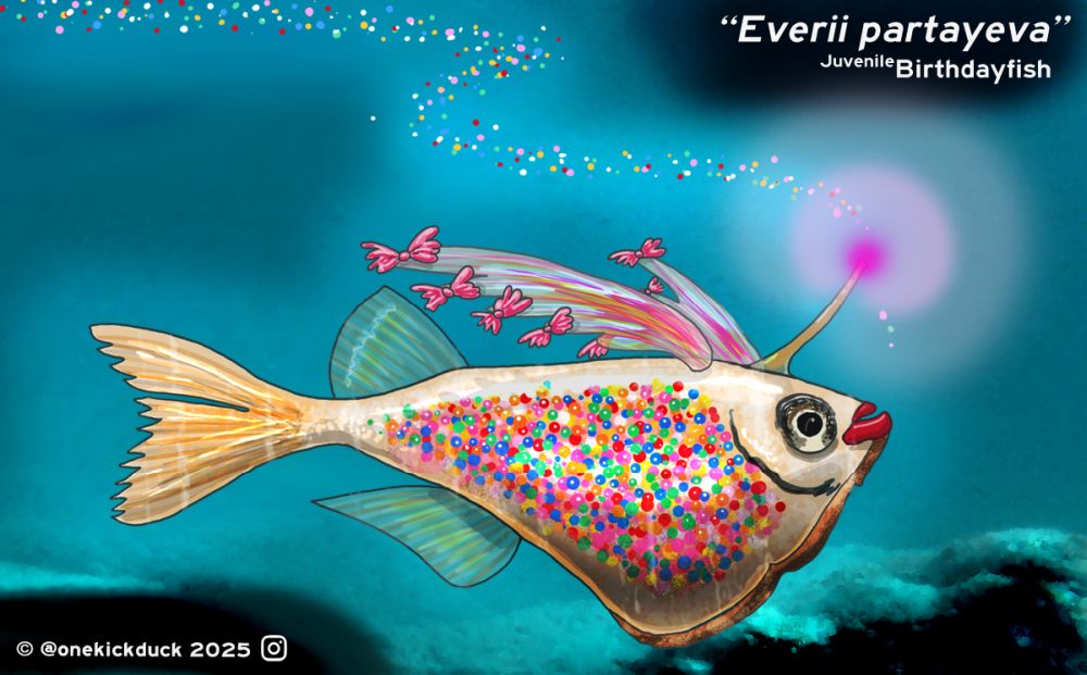 Spot the difference puzzle of a fish inspired by fairy bread