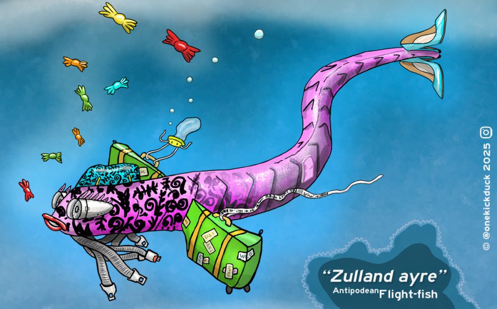 Spot the difference puzzle of a fish inspired by an Air New Zealand plane